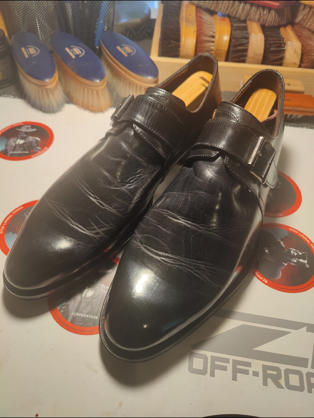 To Boot New York Black Leather Single Monk Strap Loafers
